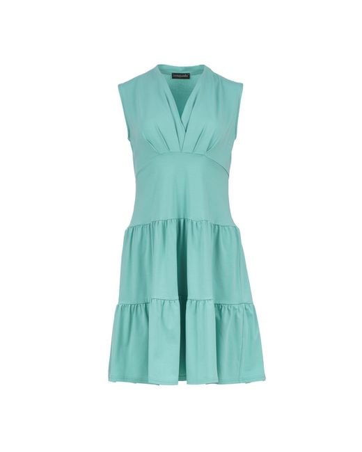 Conquista Green Sleeveless Jade Cotton Jersey Dress