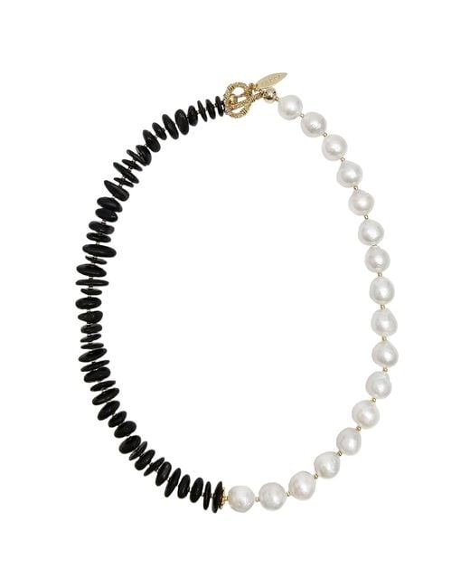 Farra Black Timeless Tourmaline And Freshwater Pearls Necklace