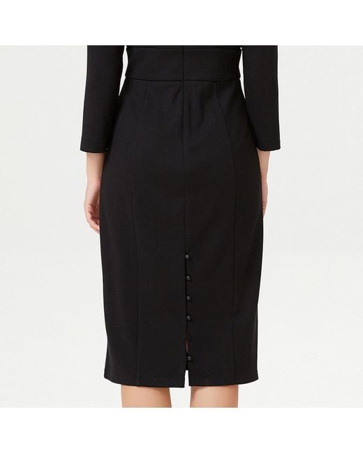 Smart and Joy Blue Adjusted V -Neck Dress And Folds On Chest