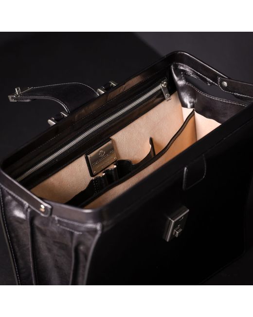 Time Resistance Black Large Leather Briefcase for men