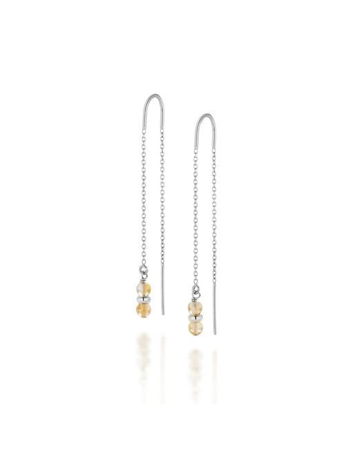 Nellou Jewellery White Fall Birthstone Earrings November Citrine Sterling