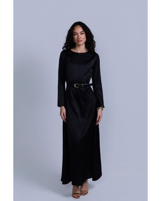 Rave on Trend Slip Long Sleeve Dress in Black | Lyst