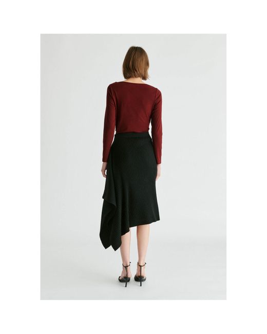 Paisie Black Draped Knitted Skirt