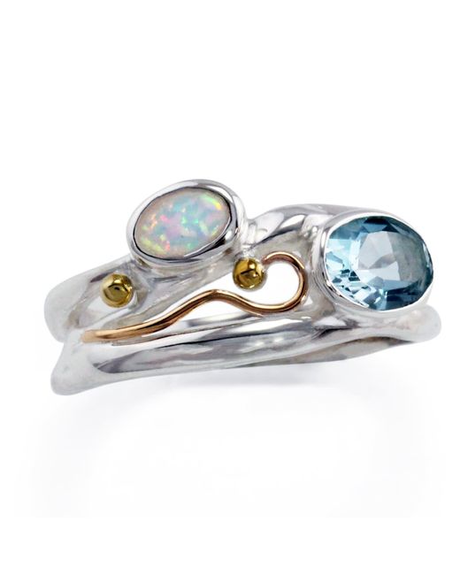 Isla Silver Blue Topaz & Opal Gemstone Ring