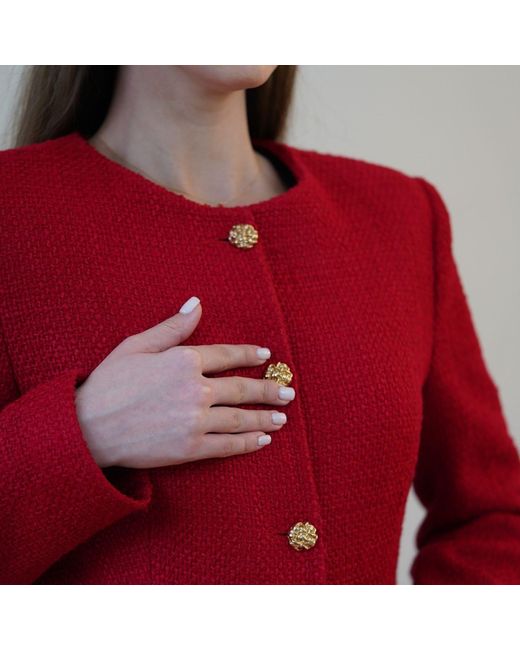 Nuvv Collection Red Casual Tweed Buttoned Jacket