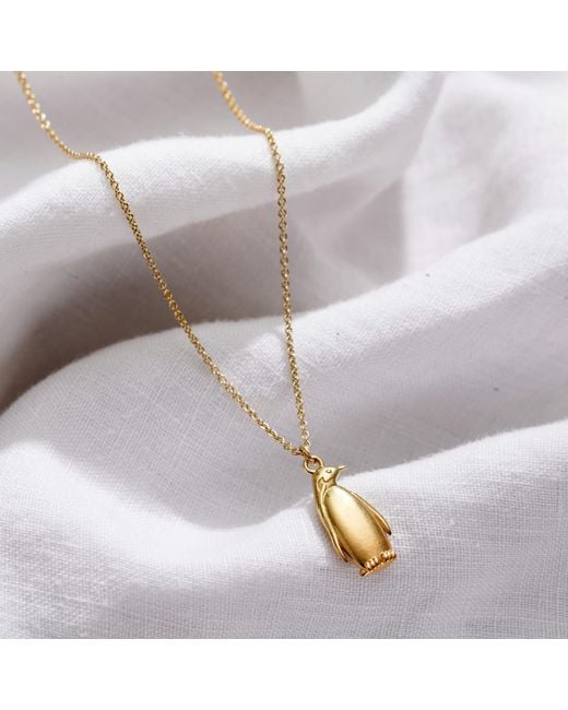 Posh Totty Designs Metallic Yellow Gold Plated Soulmate Penguin Charm Necklace