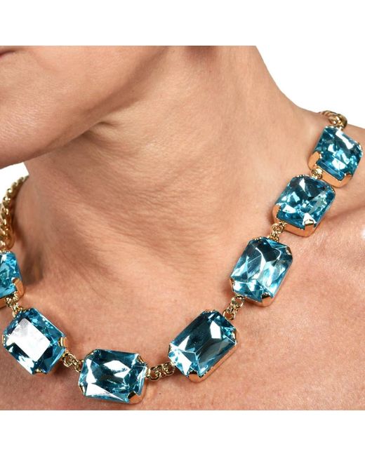 Addicted Blue Pax Plated Necklace With Light Crystals