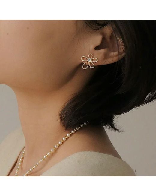 Miss Cecilia Metallic Flower Ear Studs