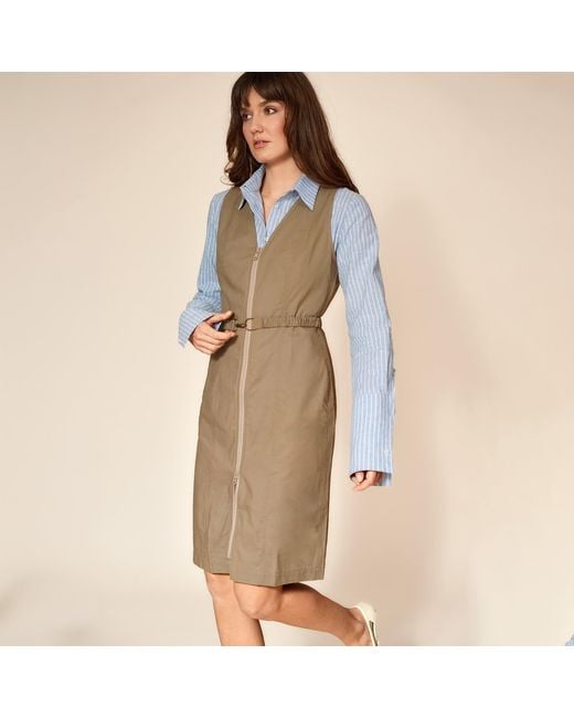 Gunda Hafner Ltd Natural Neutrals Cotton Sleeveless Dress With Belt
