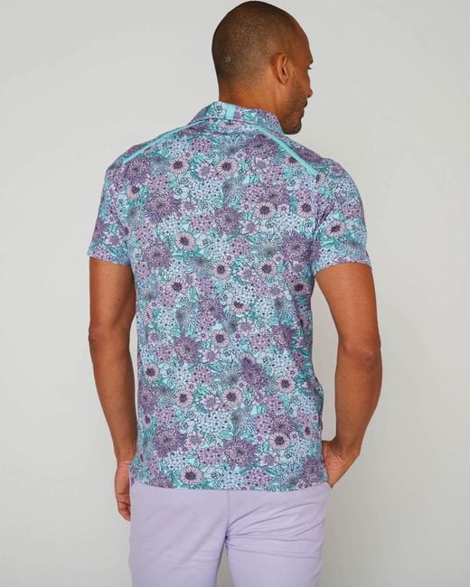 Lords of Harlech Blue Pietro Garden Party Polo Shirt for men