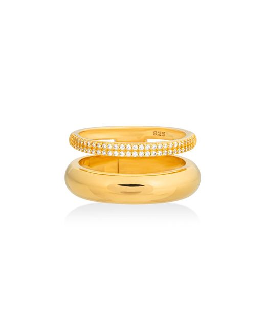 Shabella Nyc Yellow Pave Dual Ring