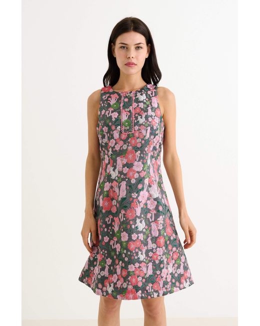 Louche Pink Marcia Fairytale Jacquard A-Line Mini Dress