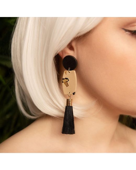 Babaloo Blue Leopard Tassel Earrings