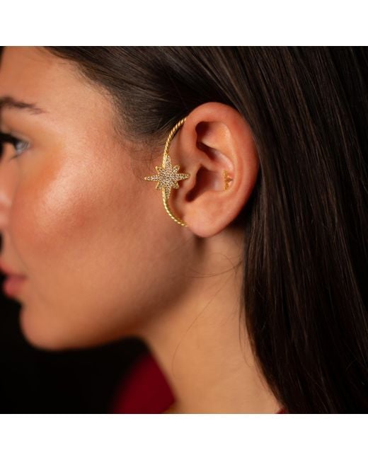 Ebru Jewelry Metallic North Star Sparkle Vermeil Unique Ear Cuff