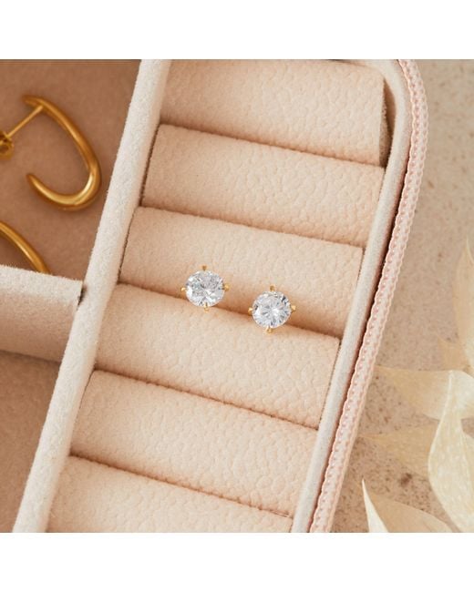 Esterah Metallic Stud Cubic Zirconia Earrings