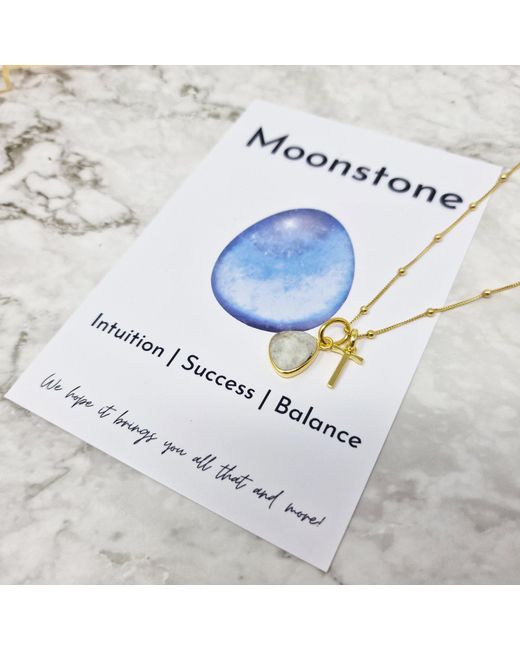 Harfi Metallic Vermeil Plated Moonstone Initial Charm Necklace