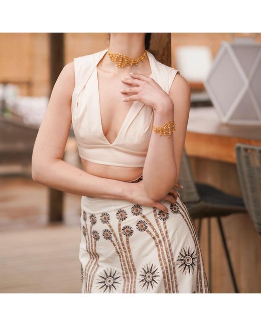 Meraki by Rashmi Bajaj Metallic Golden Bloom Layered Bracelet