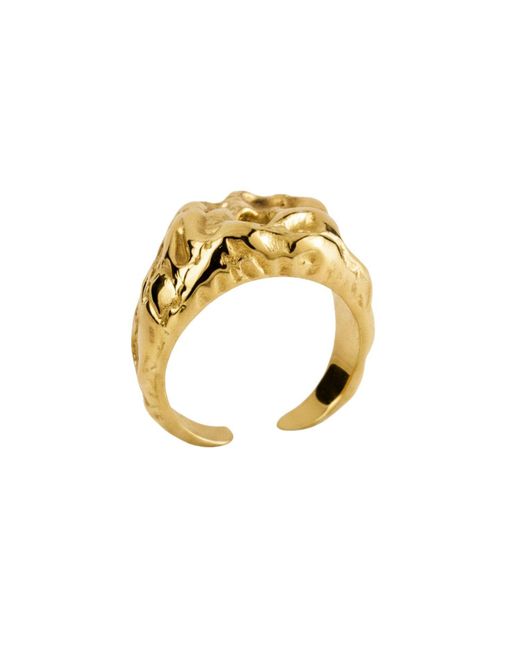 LINYA JEWELLERY Metallic Deka Amorphous Rectangular Shiny Ring