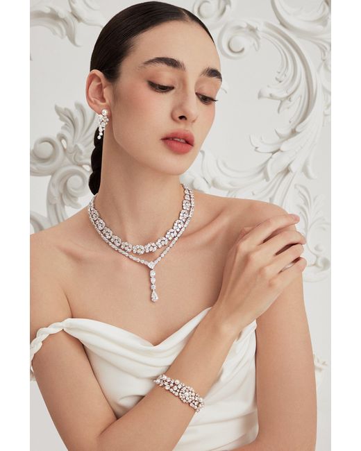 Arte Madrid Metallic Whisper Of Love Two-Way Tennis Necklace & Head Chain