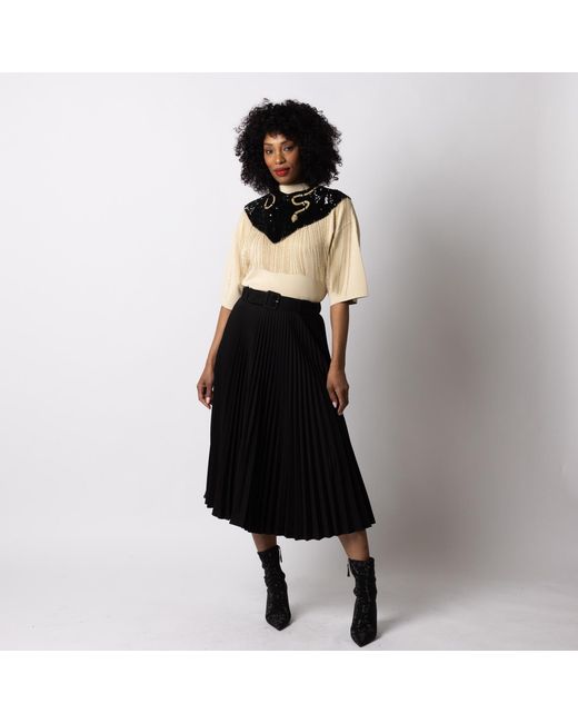 House of Laines London Black Laines London Hand Beaded Snake Tassel Cape