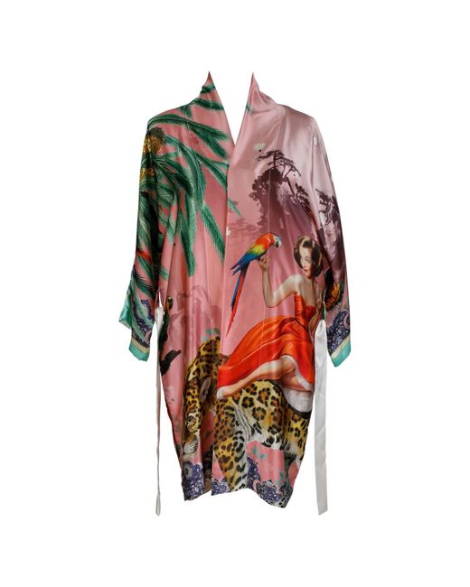 Myrtle & Mary Red Mary Pink Silk Kimono