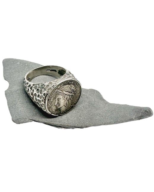 Tg-Jewellery by Tamara Gervasio Multicolor Roman Lira Coin Signet Ring – Sterling Artisan Design for men