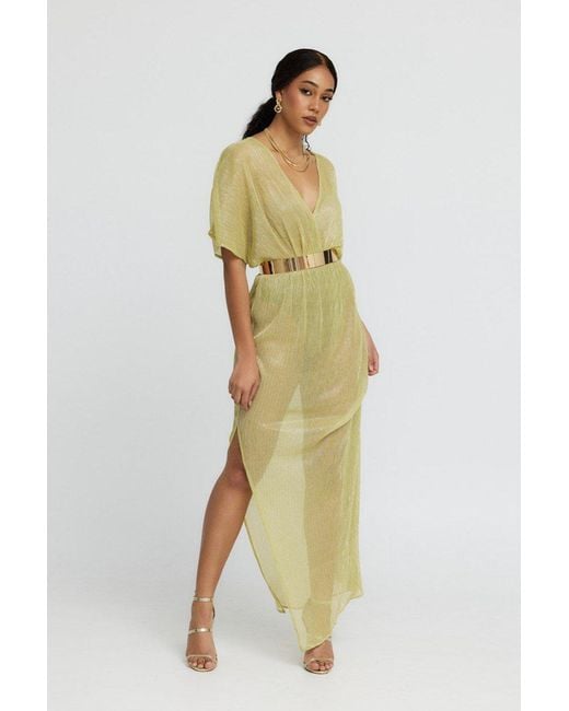 Why Mary Green Aphrodite Sheer Lurex Maxi Dress