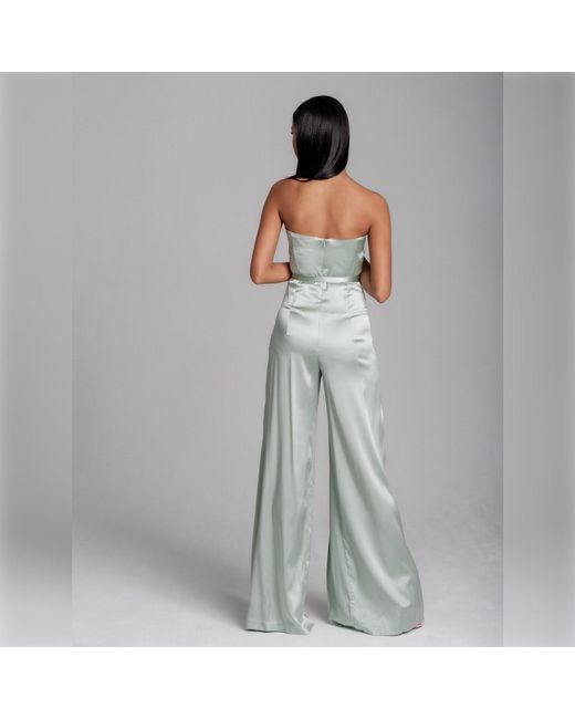 Imaatu Green Bund Mint- Silk Jumpsuit – Corseted Wide-Leg Silk Pants