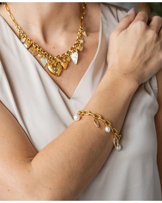 Loni Paul Jewelry Metallic Marquise & Pearl Bracelet