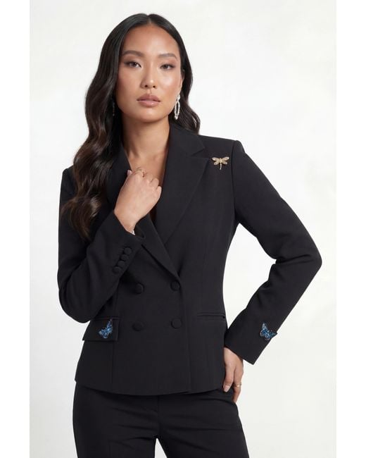 The Gt Atelier Blue Butterfly Embellished Blazer