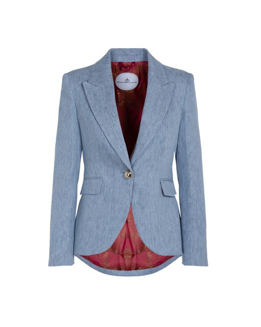 The Extreme Collection Blue Single Breasted Sky Denim Blazer With Pockets Blake