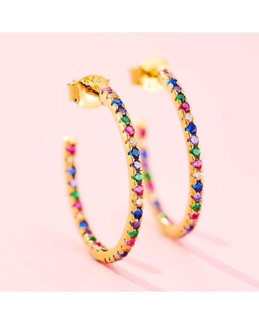 Posh Totty Designs Metallic Plated Cz Birthstone Hoop Earrings