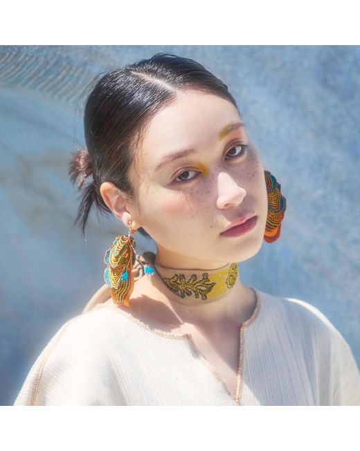 Nana Watanabe Multicolor See The Light Luminous Embroidered Earrings