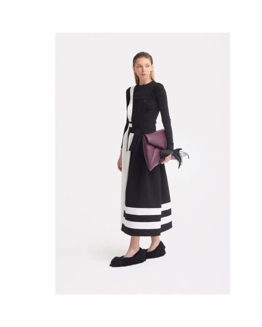 Julia Allert Black Neutrals Midi Apron Dress With Adjustable Straps
