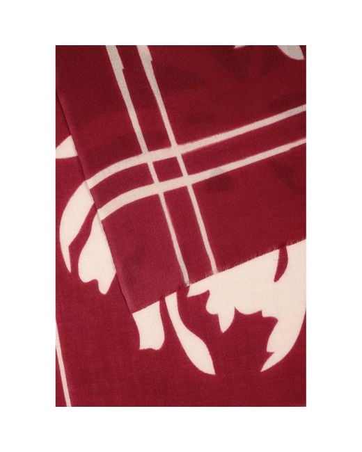 Heritagemoda Red Neutrals Hand-Painted Wool-Silk Scarf – Deep Burgundy With Soft Nude Floral Accents