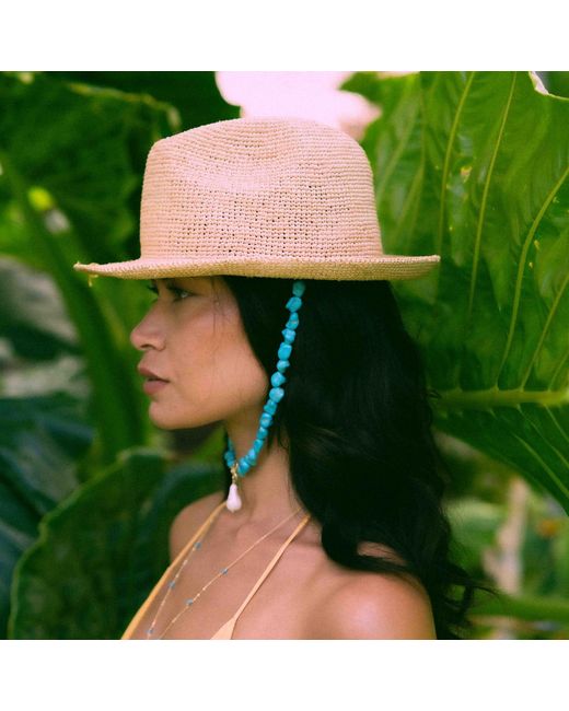 Shaded the Label White Neutrals Hallane Straw Trilby Hat With Sterling Jewellery