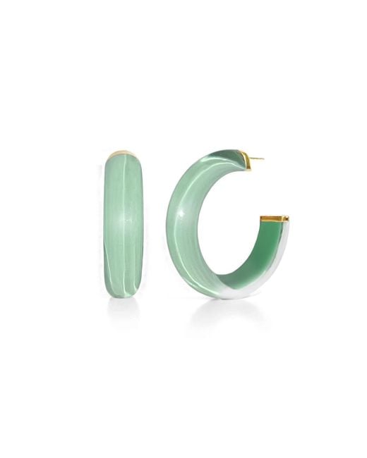 Gold & Honey Green Small Illusion Hoops