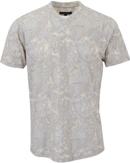 Lords of Harlech Gray Neutrals Maze Paisley Romance V-Neck Tee for men