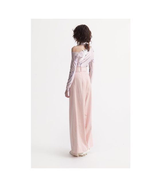 Julia Allert Pink Velvet High Waist Trousers