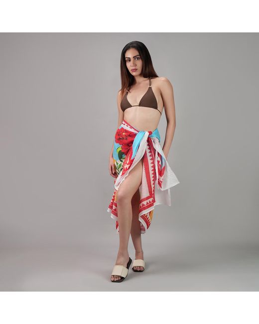 DHARA SHETH DUBAI Red Mediterranean Picnic Resort Sarong
