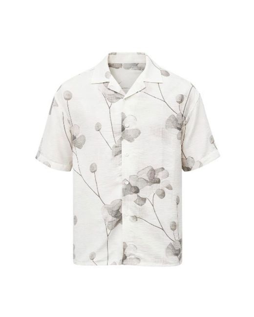 Vayla White Lightweight Short Sleeve Printed Shirt for men