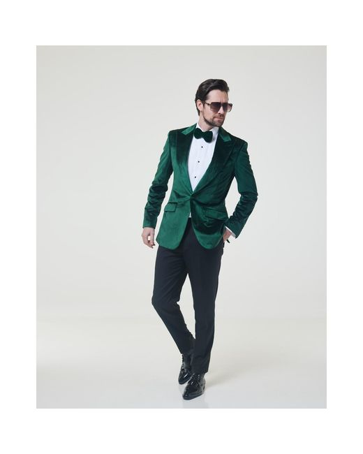 DAVID WEJ Green Maison Velvet Blazer – for men
