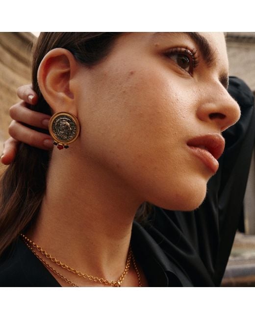 Retro Chic Metallic Roman Coin Earrings