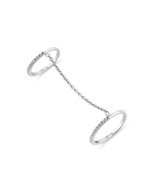 SALLY SKOUFIS Metallic Highbeam Duo Ring With Made Diamonds