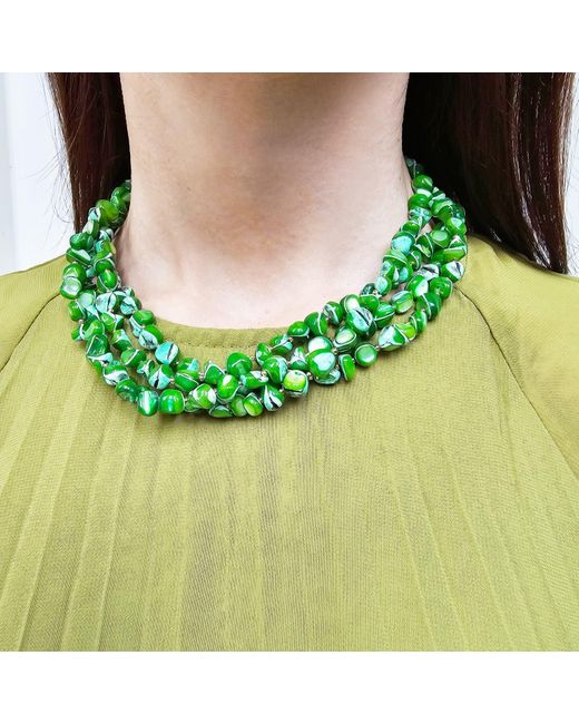 Farra Green Natural Shell Multi-Layers Necklace