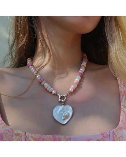 Mineralgems•Studio Pink Candy Necklace With Coral And Jade