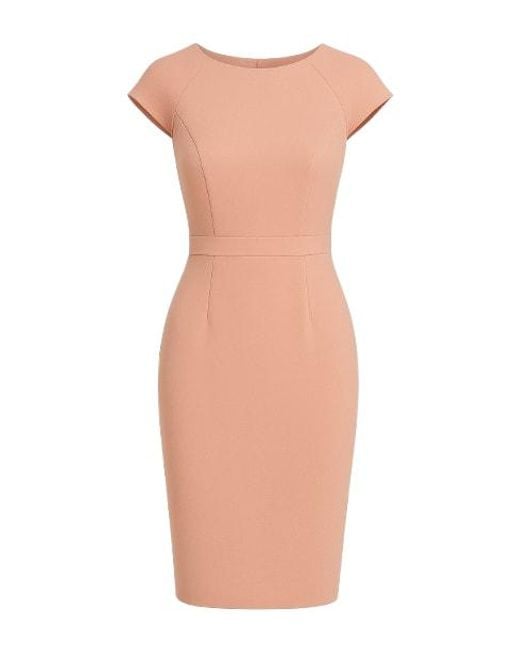 Conquista Metallic Solid Colour Dress With Cap Sleeves Old Rose Color