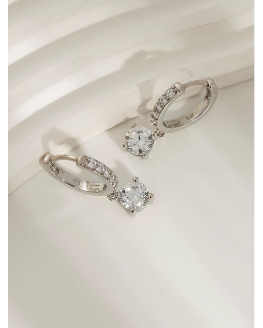Diamonbliss White Leverback Round Cut Earrings With Swarovski Three And Half Carats, Plated