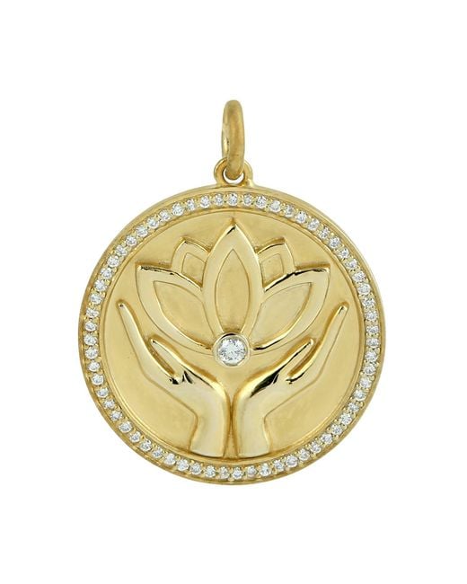 Artisan Metallic Diamond Lotus Medallion Pendant