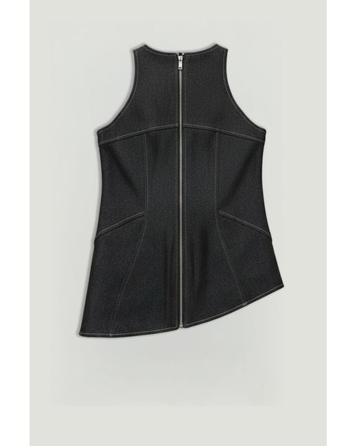 Nocturne Black Halter Neck Denim Bustier Top